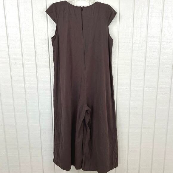 Women Sleeveless Wide Leg Jumpsuit Pants Brown Boho Hippie Loungewear Size XXL - Picture 8 of 9